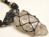 画像1: 水晶とスモーキークォーツ原石ネックレス